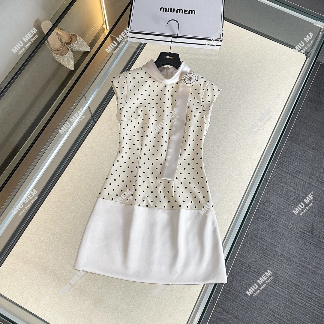 MIUMEM俏娘鱼波点复古无袖改良旗袍上海年轻款 DY6614