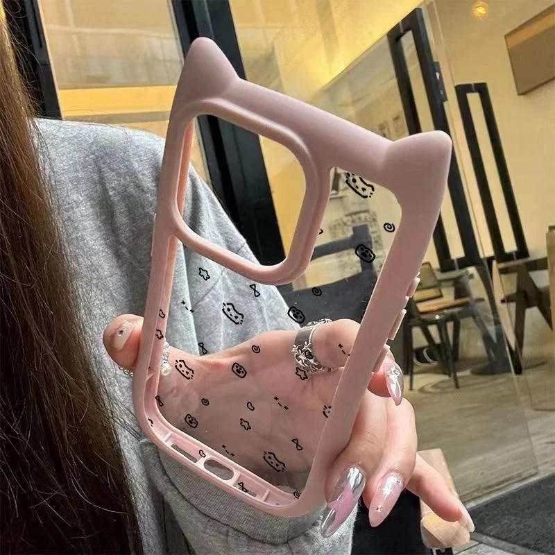 满屏猫咪适用苹果16promax手机壳iPhone15猫耳朵14可爱13/12/11