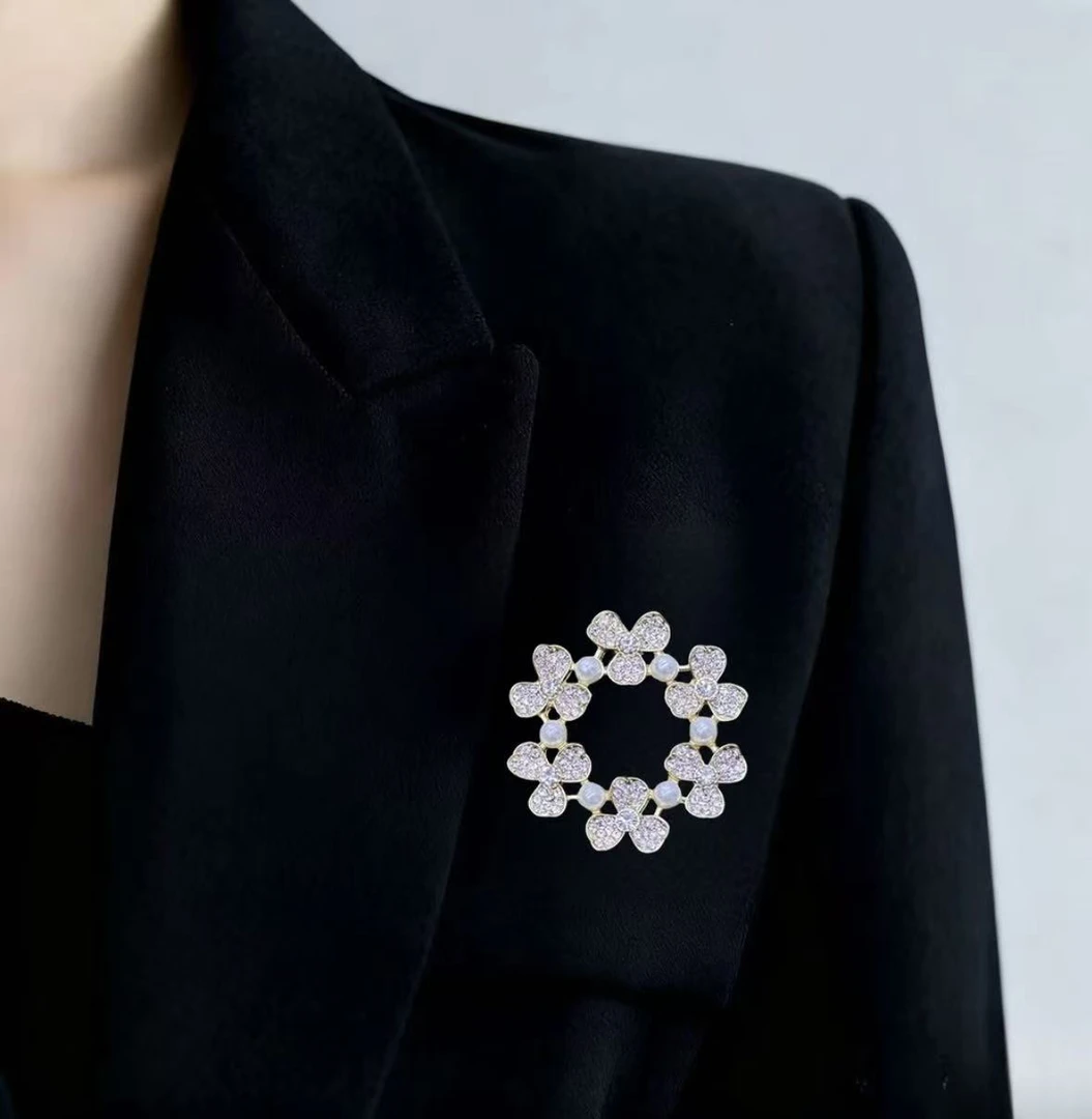 铜合金胸针  花环珍珠饰品优雅首饰（YS0031）