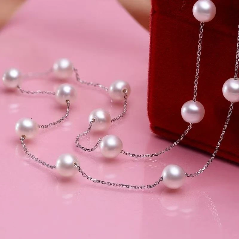 铜合金仿珍珠项链 满天星7 - 8mm 银时尚百搭颈饰