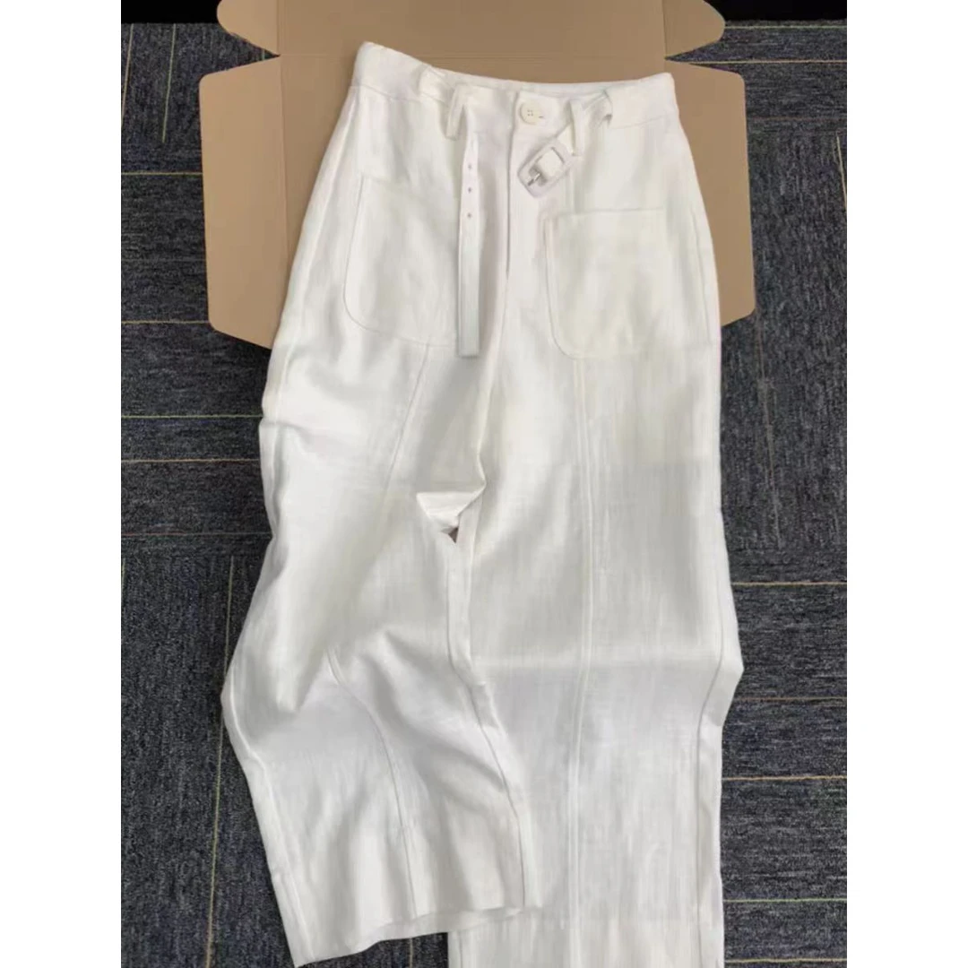篙定面料，质感绝绝子！松弛感老钱风~白色高级感休闲裤女阔腿西裤