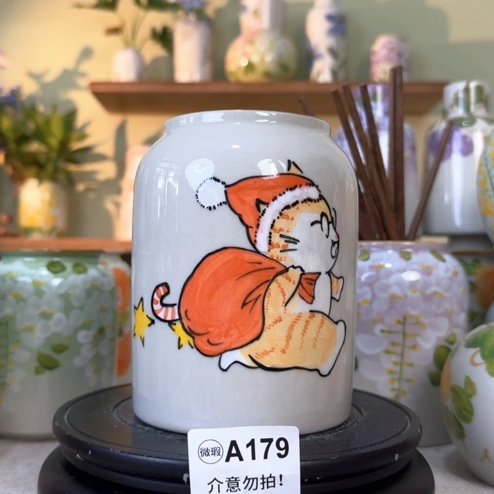 景德镇手绘陶瓷花瓶摆件无孔