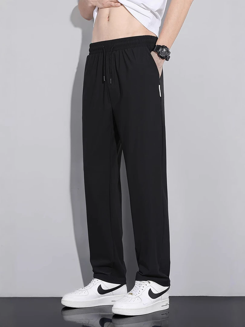 加肥加大休闲裤男春夏季新款胖子特大码宽松型弹力冰丝直筒加长裤