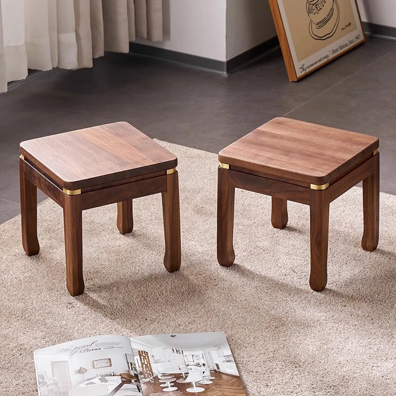 黑胡桃木中式复古家用实木小板凳方凳茶几凳矮凳换鞋凳儿童小凳子