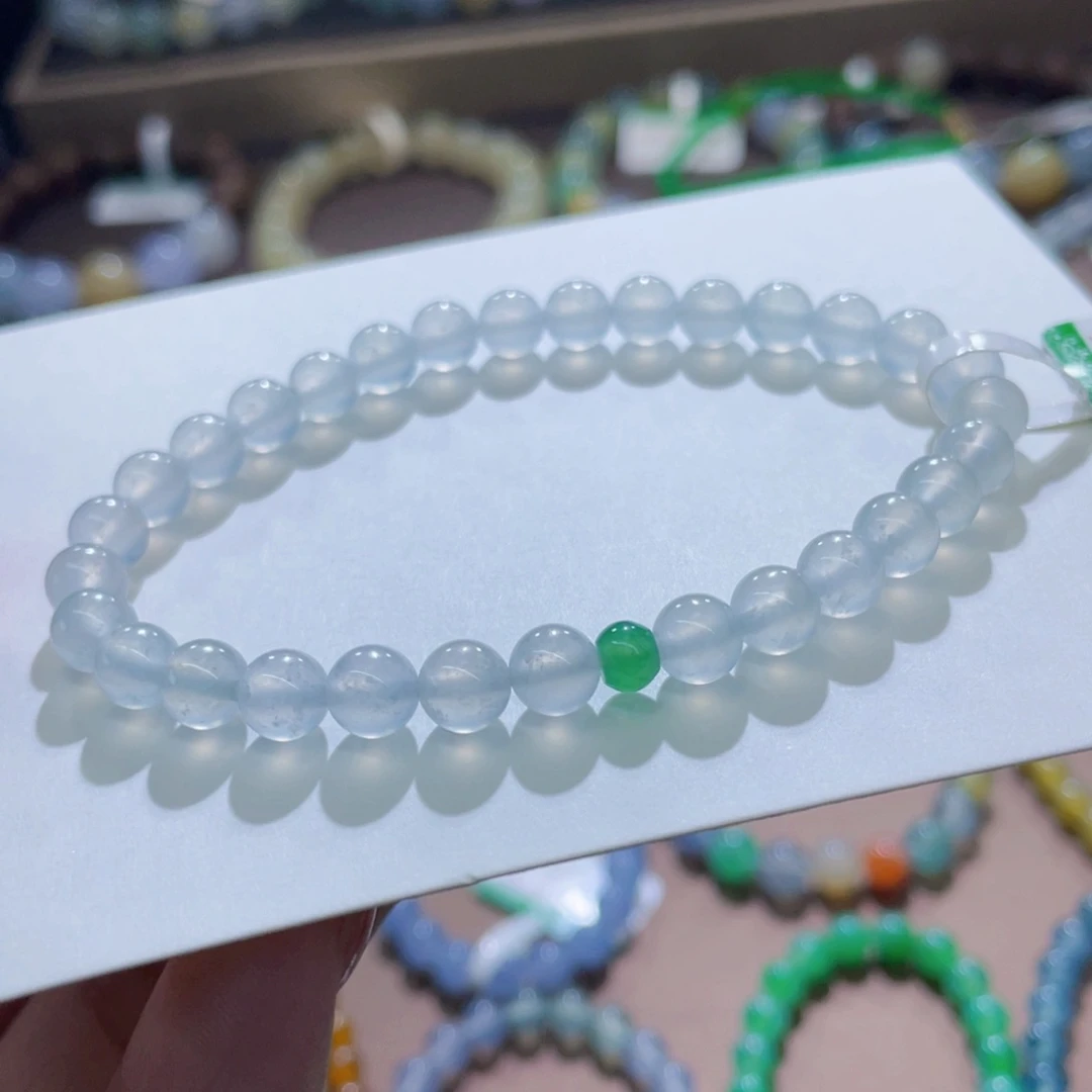 未镶嵌手链翡翠木纳高冰白月光卡6