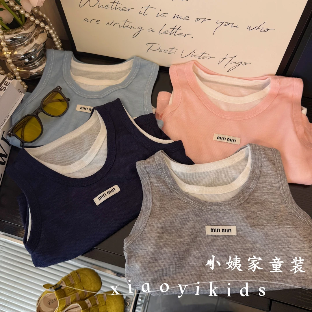 女童背心薄款软无袖上衣2025韩版休闲儿童夏季打底衫内搭吊带夏装