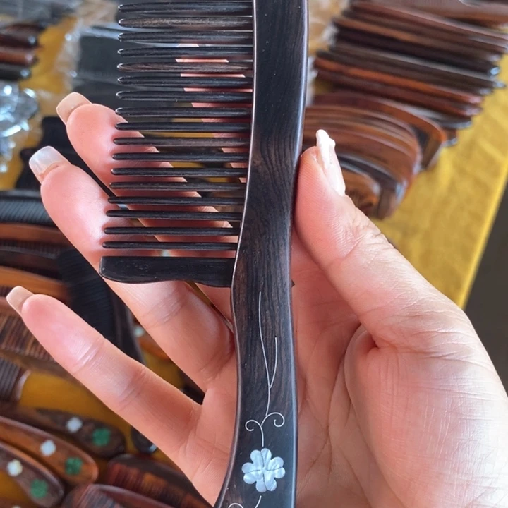 木圆紫光檀月梳子手把