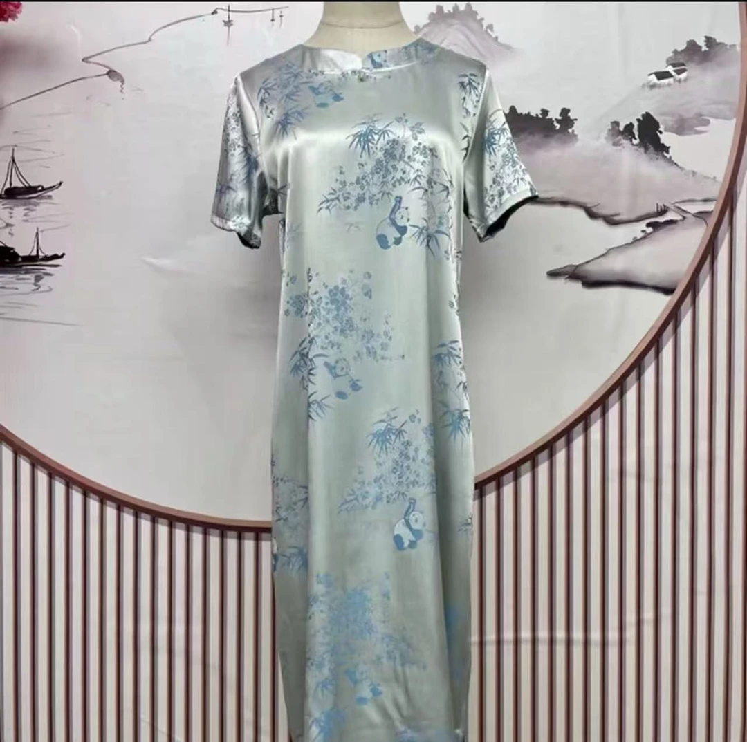 蓝色熊猫  气质中长款夏季时尚连衣裙百搭遮肉裙子000