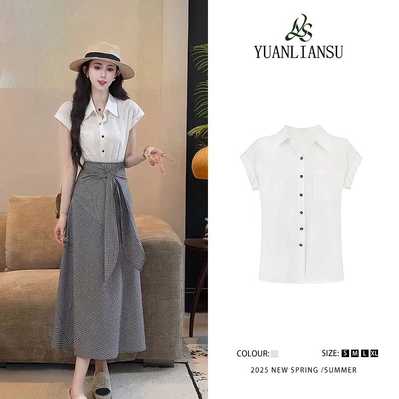 YUANLIANSU/圆脸酥【青苍】夏季复古时尚减龄显瘦衬衫上衣Y960