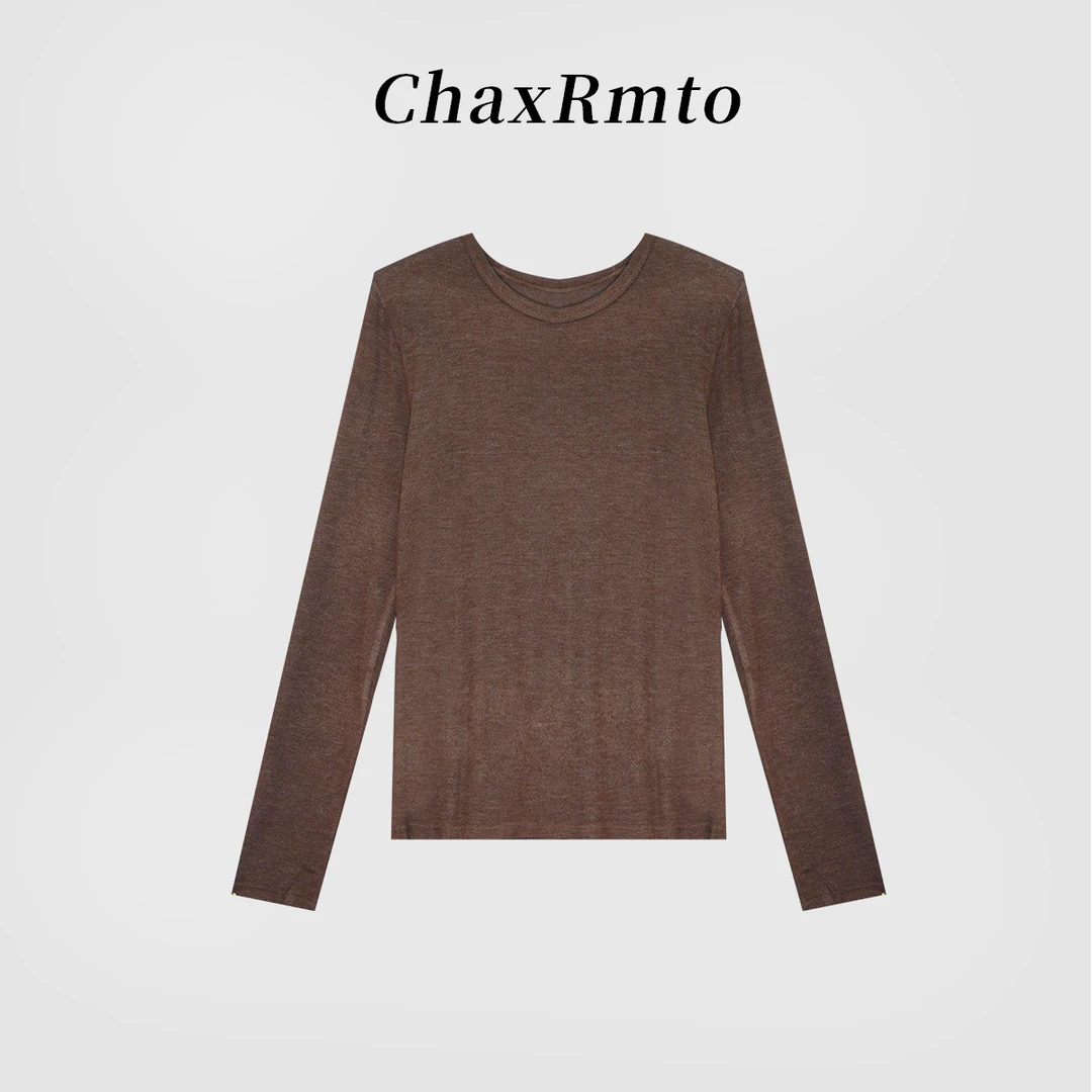 ChaxRmto斯斯25秋冬简约百搭纯色圆领款长袖打底T恤SD1A2357