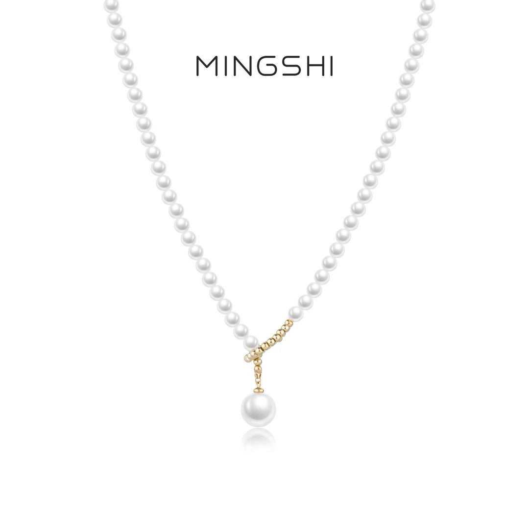 名式 铜合金仿珍珠项链 法式复古高级感大气珠珠锁骨链QJD1189