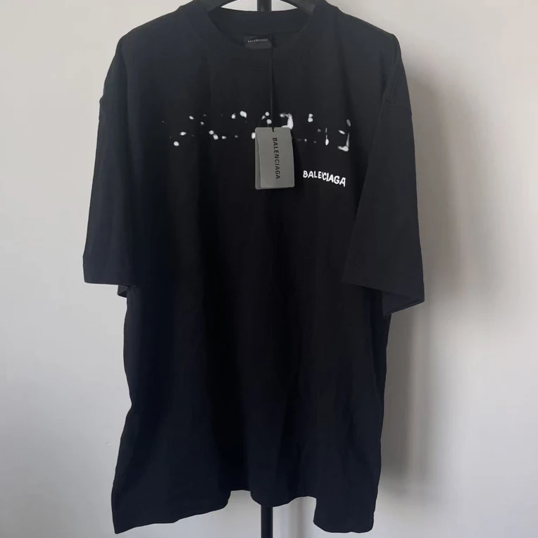 未使用 Balenciaga/巴黎世家 Logo印花平纹针织短袖  落肩袖01313