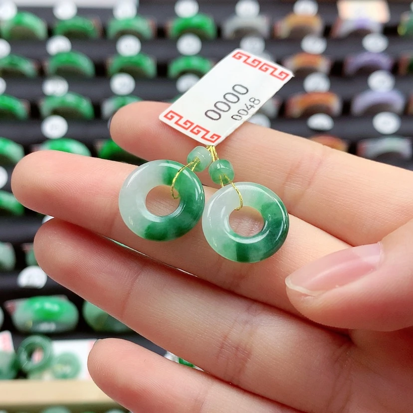 【闪购商品】翡翠戒指未镶嵌甜甜圈一对
