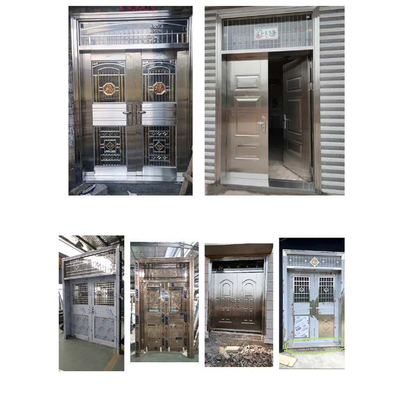 304不锈钢进户对开门包墙门半玻 全玻花枝门支持多种款式定制包邮