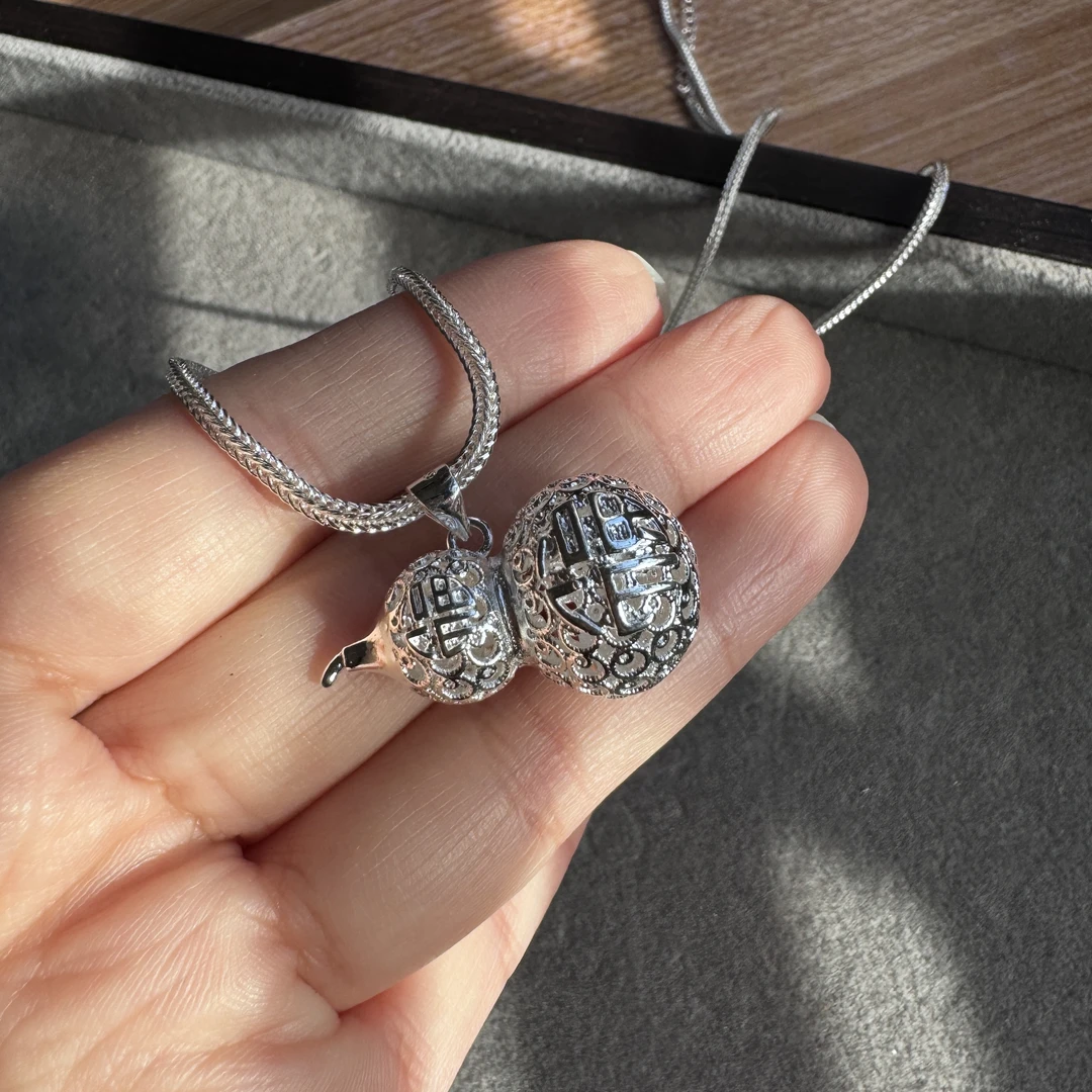 吊坠足银 精工镂空重工葫芦吊坠