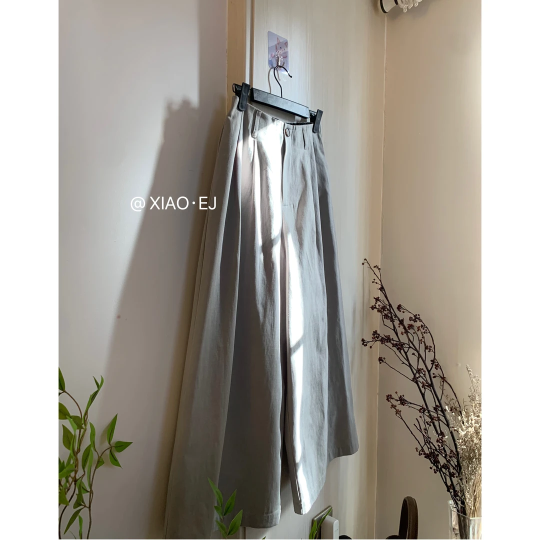 XEJ 必入神裤 韩系高腰简约春季半松紧腰休闲裤