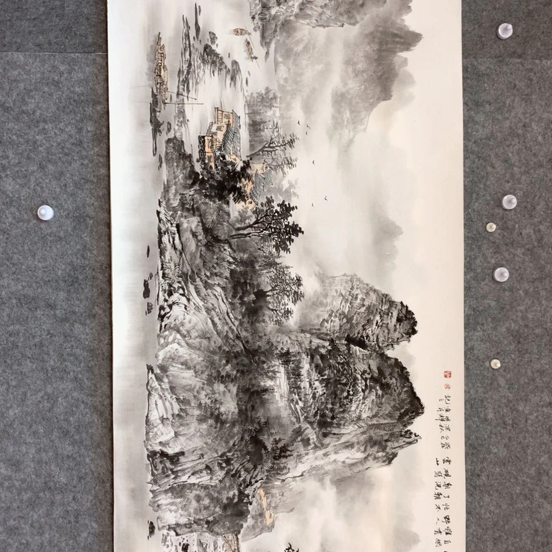 南***钟国画山水作品写意