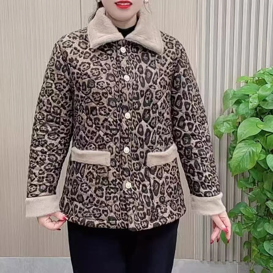 7990-中老年妈妈装翻领碎花冬季减龄加绒加厚棉衣外套【三号仓】