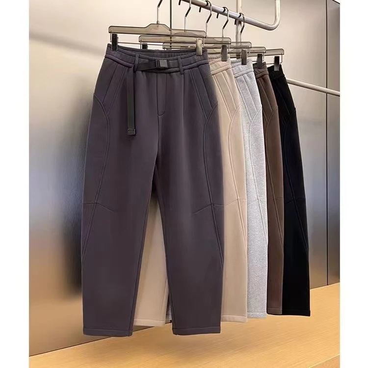 新款时尚百搭男士束脚九分弯刀休闲裤冬季潮流
