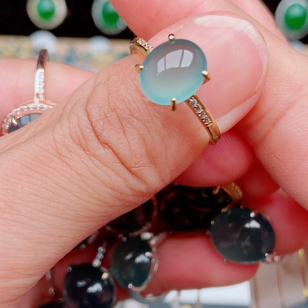 翡翠戒指银S925镶嵌