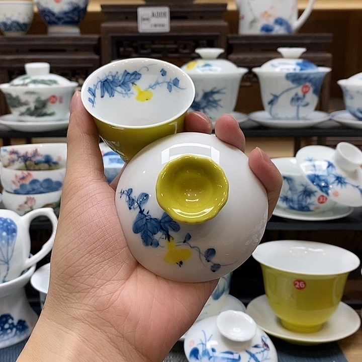 精***彩手绘葫芦盖子一个装加同款杯子釉下彩微瑕福利款