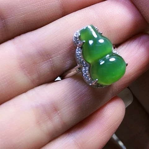 和田玉银S925镶嵌戒指