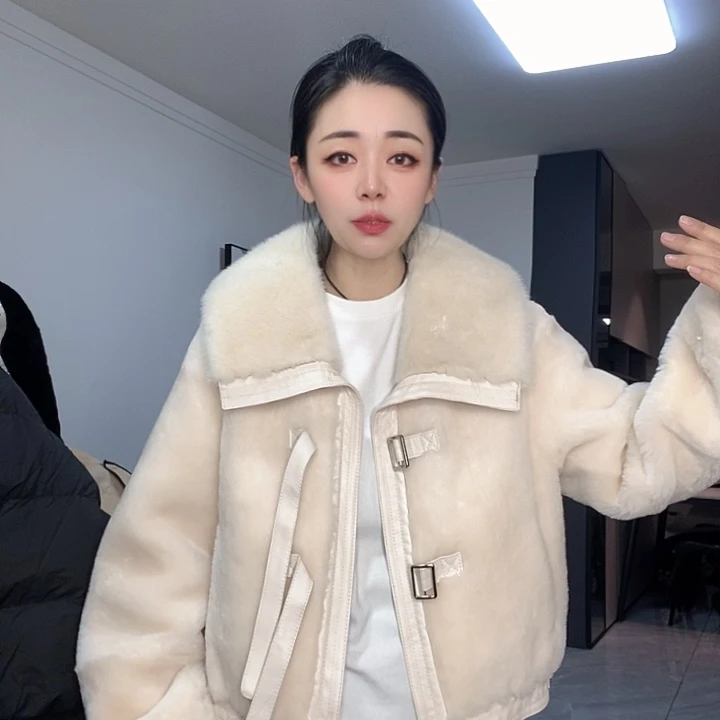 绵羊皮美丽皮毛一体配水貂M120斤内
