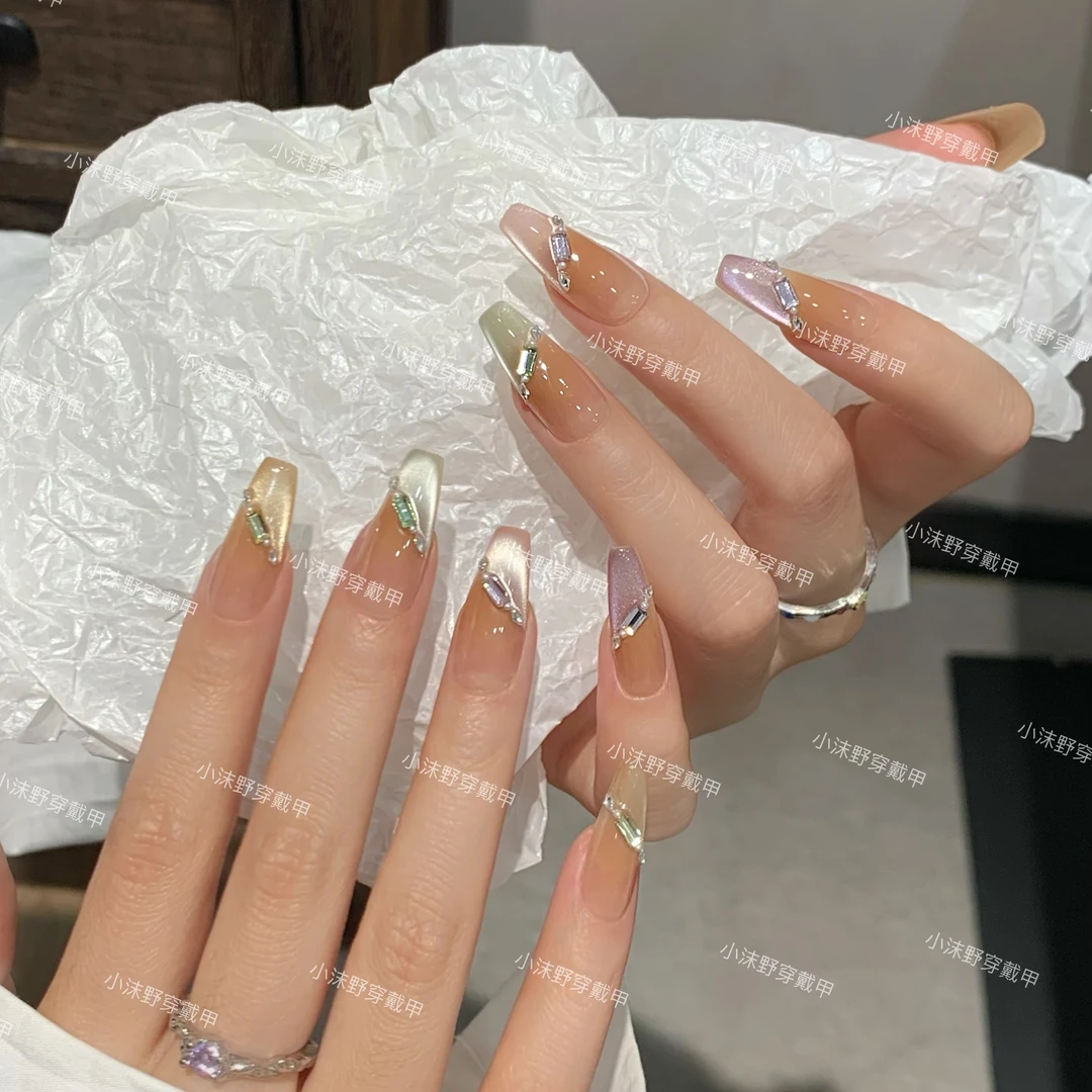 【彩虹糖】小沫野手工穿戴甲多巴胺彩色猫眼系类定制高级感显白美甲