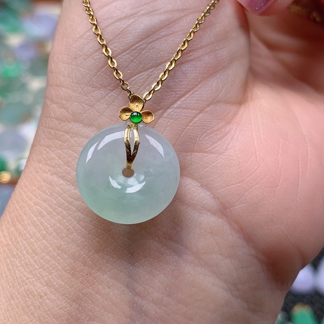 缅甸天然A货翡翠，冰润平安扣，编号182/1116尺寸16.2-4.6