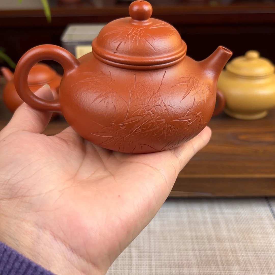 紫砂茶壶朱泥容天全手200cc