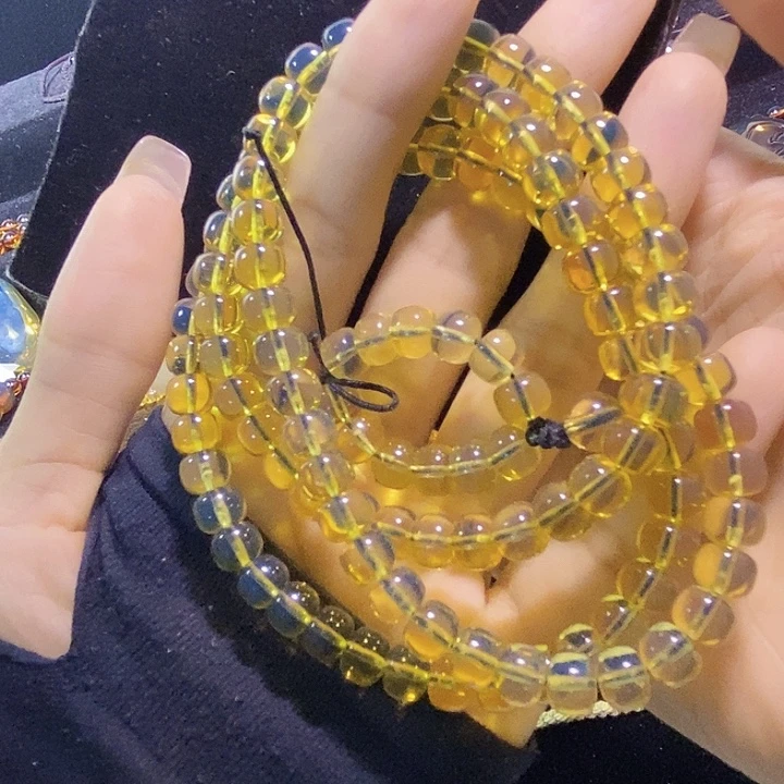 蓝珀未镶嵌珠宝奇石墨西哥蓝珀老型佛珠7