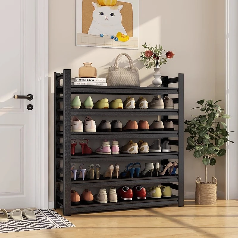家用钢制鞋架门口落地多层置物架铁艺简易鞋架子玄关入户门后鞋柜
