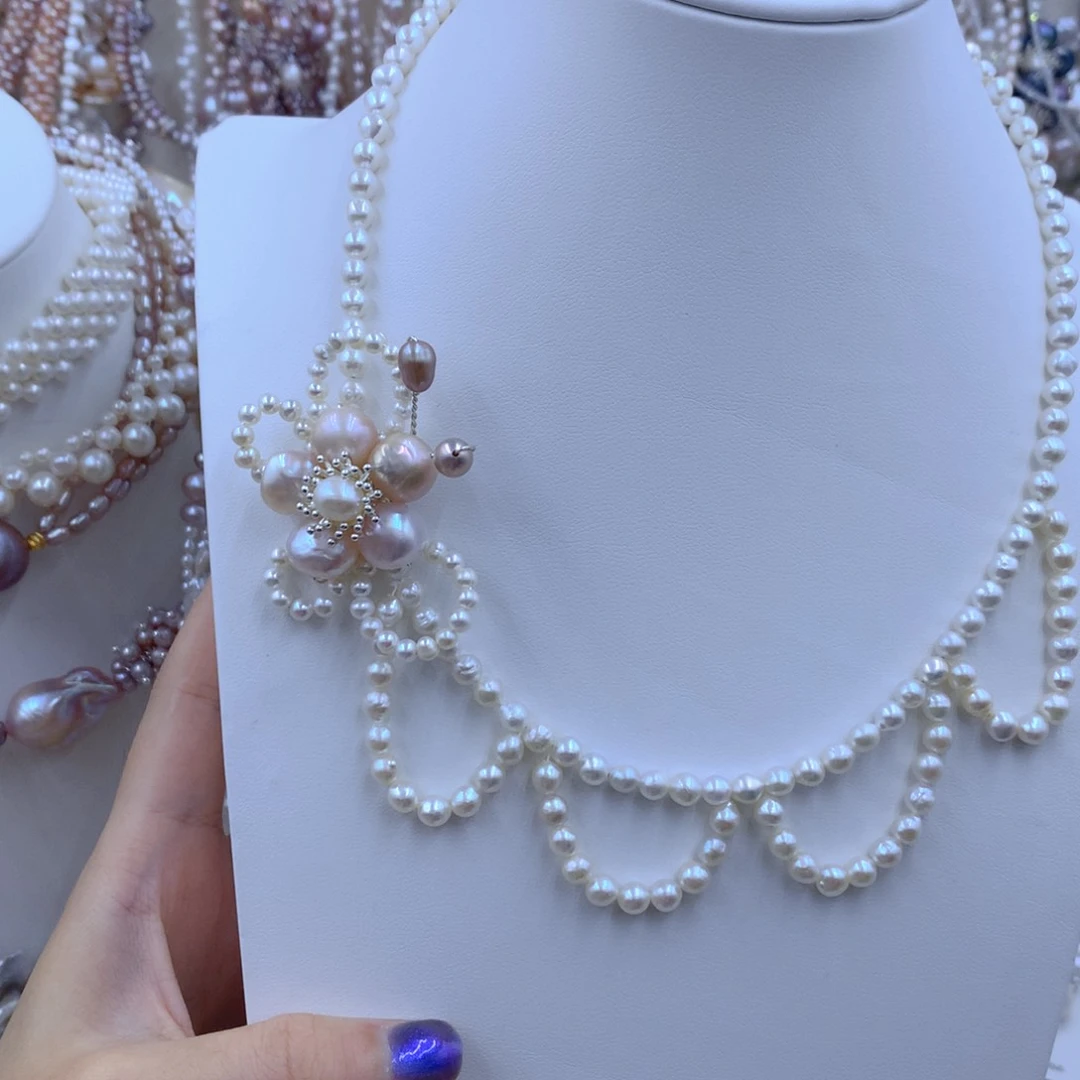 颈饰银S925镶嵌淡水珍珠玖****?