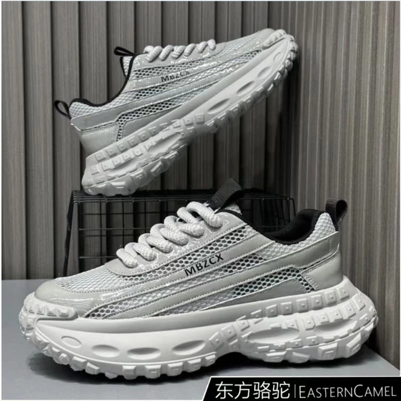 东方骆驼男鞋夏季透气网面运动休闲鞋青少年轮胎厚底增高老爹潮鞋