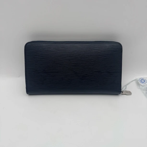 99新 LouisVuitton/路易威登 98新蓝黑色水波纹拉链款钱包/2764