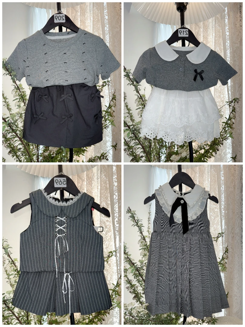 601-699儿童节女童洋气时尚宝宝夏季中大童韩版时髦连衣裙套装