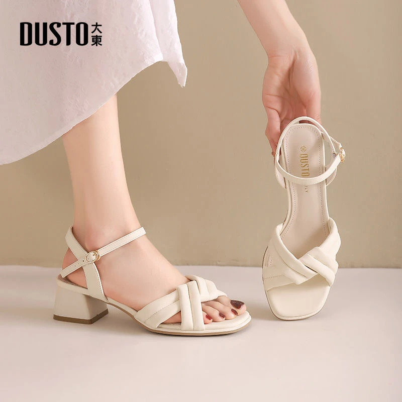 DUSTO/大东一字扣时装凉鞋2025夏季简约时尚舒适仙女风鞋子女0129