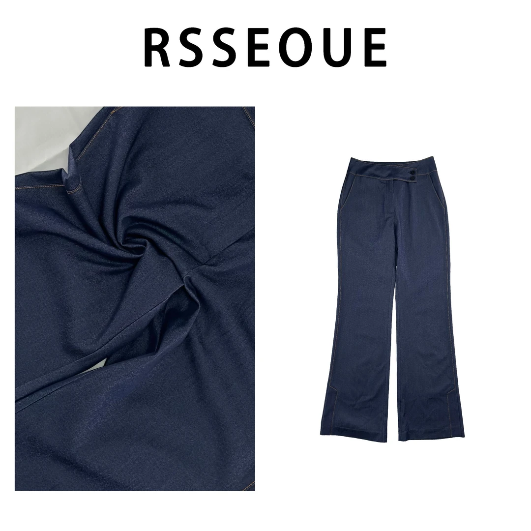 牛仔裤女夏季薄款2025年高腰直筒设计师百搭喇叭裤女士微喇休闲裤