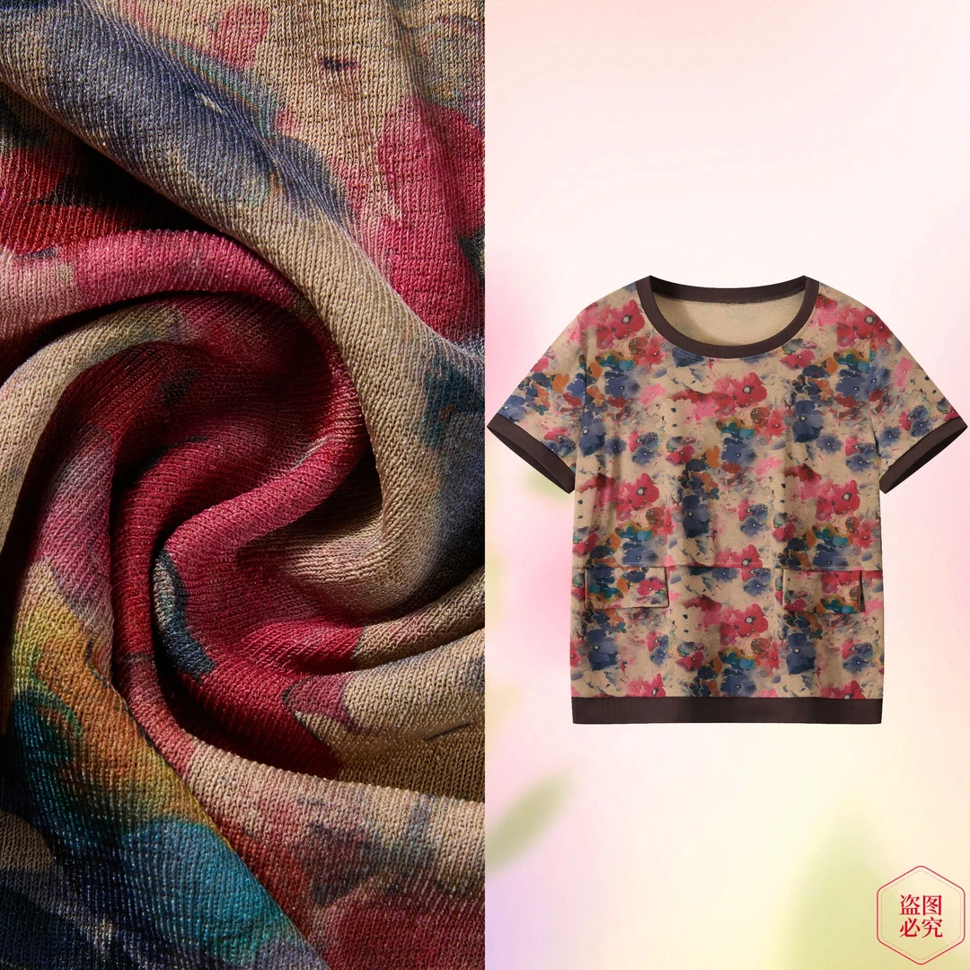 时尚碎花短袖T恤衫夏装新款洋气高贵小衫中老年减龄上衣女