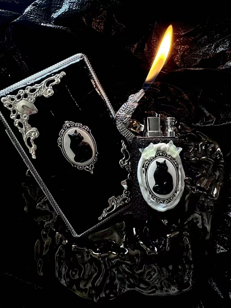 原创手作金属机身质感可充气明火直冲两用创意打火机