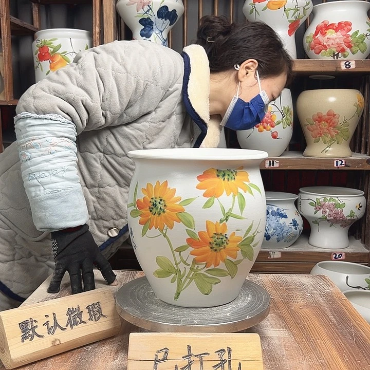 摆件圆口向日葵款新款陶瓷陶瓷