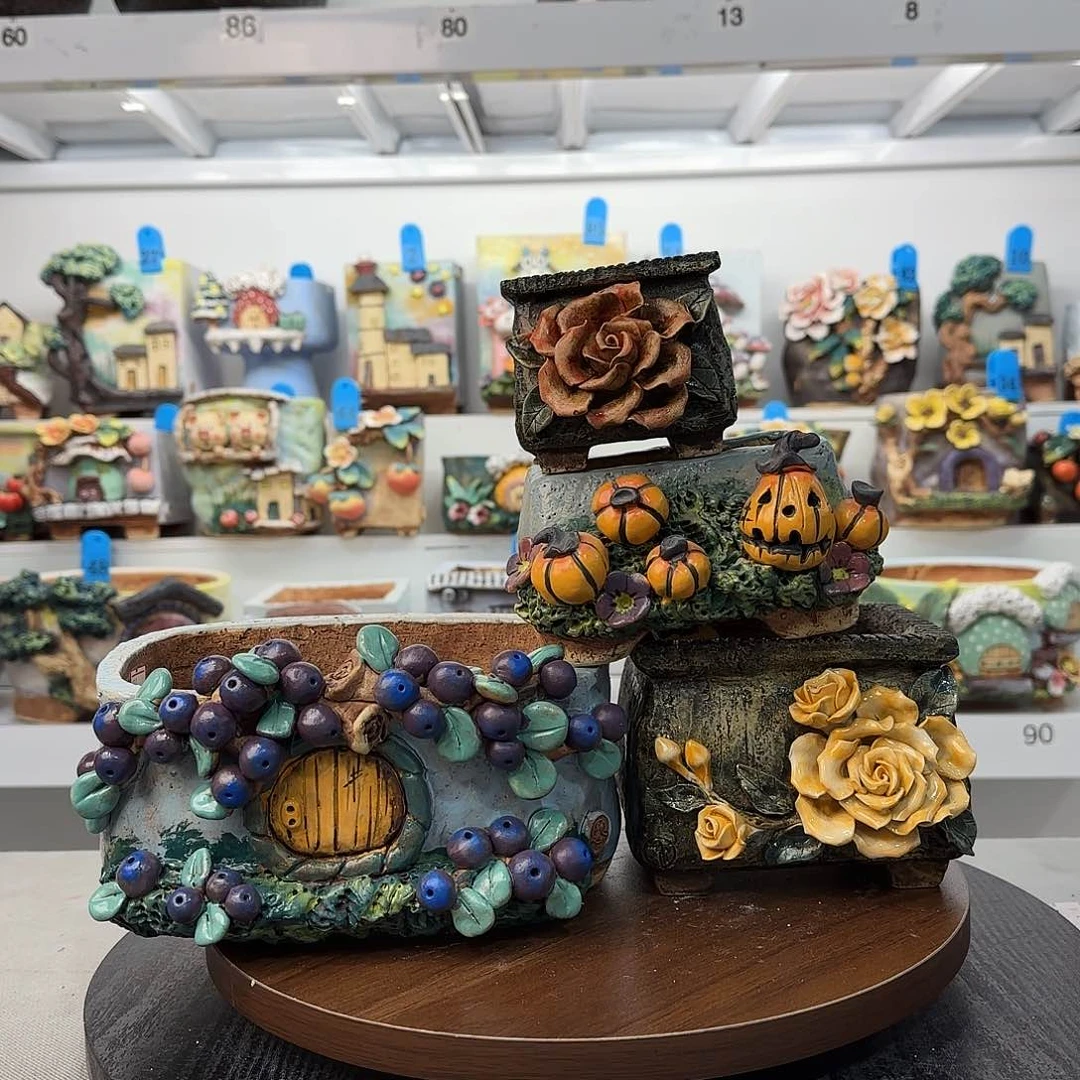 A**a青默花器麦饭石花盆