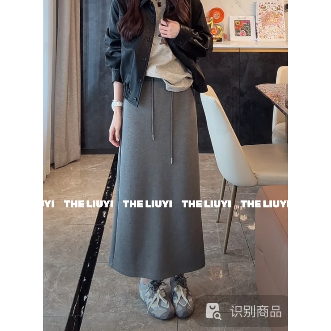 【LIUYI】懒人裙~春季新款高腰直筒半身裙53086