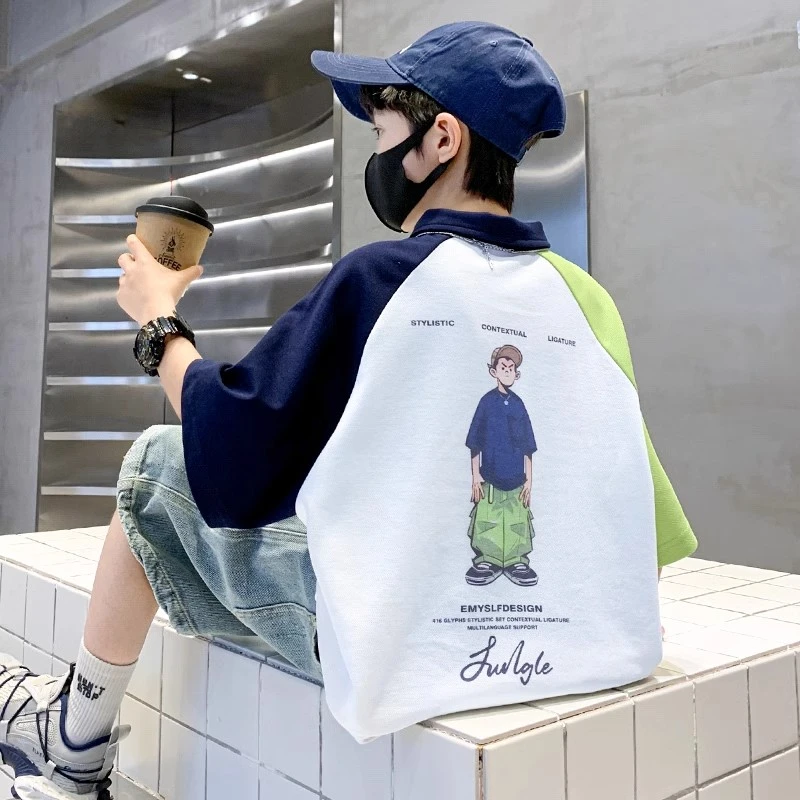 童装男童夏装t恤2025新款夏季中大童夏款纯棉上衣男孩短袖儿童潮T