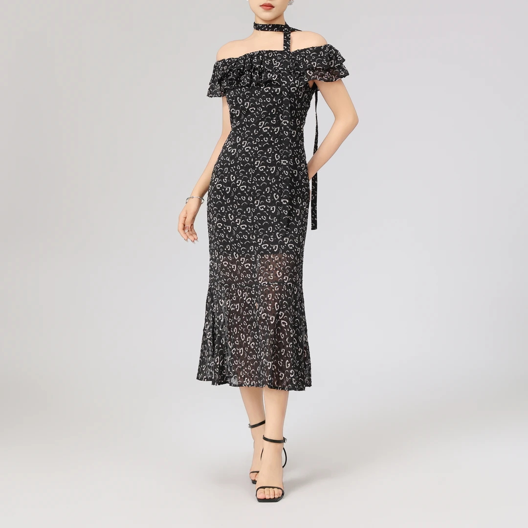 GIRDEAR2025新款/哥弟A字裙显瘦收腰修身长款森女系连衣裙150025