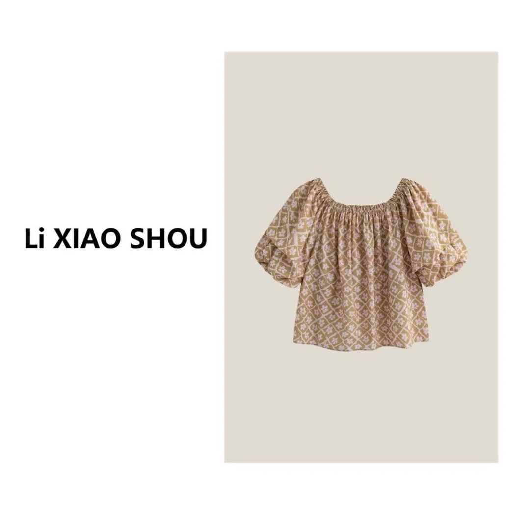 【李小瘦大码女装】新款碎花宽松显瘦薄款印花百搭休闲小衫女398D