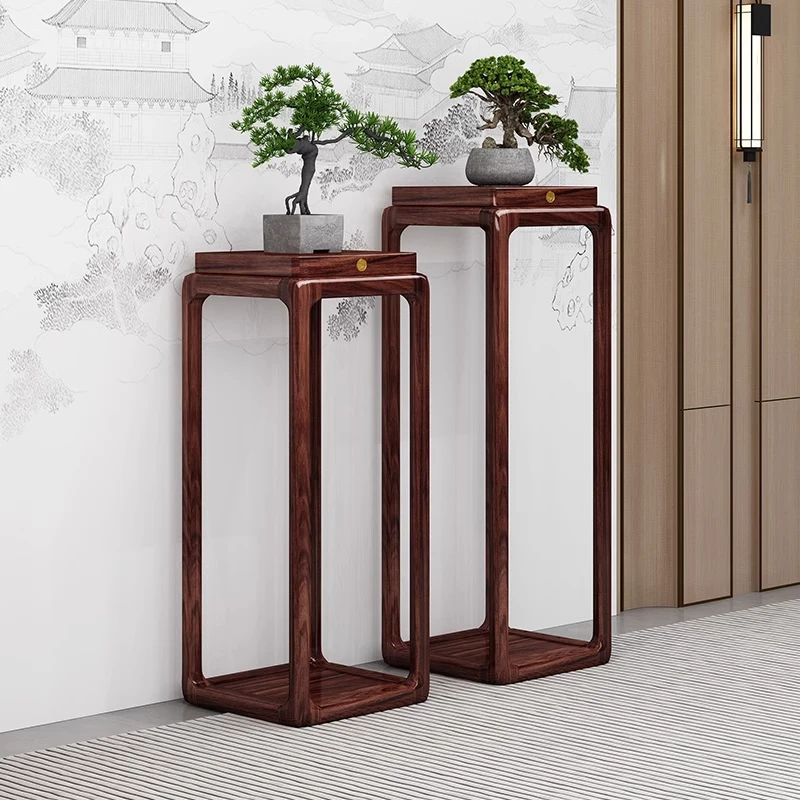 山水乌金木花架新款全实木置物架新中式客厅落地式阳台架子盆景架