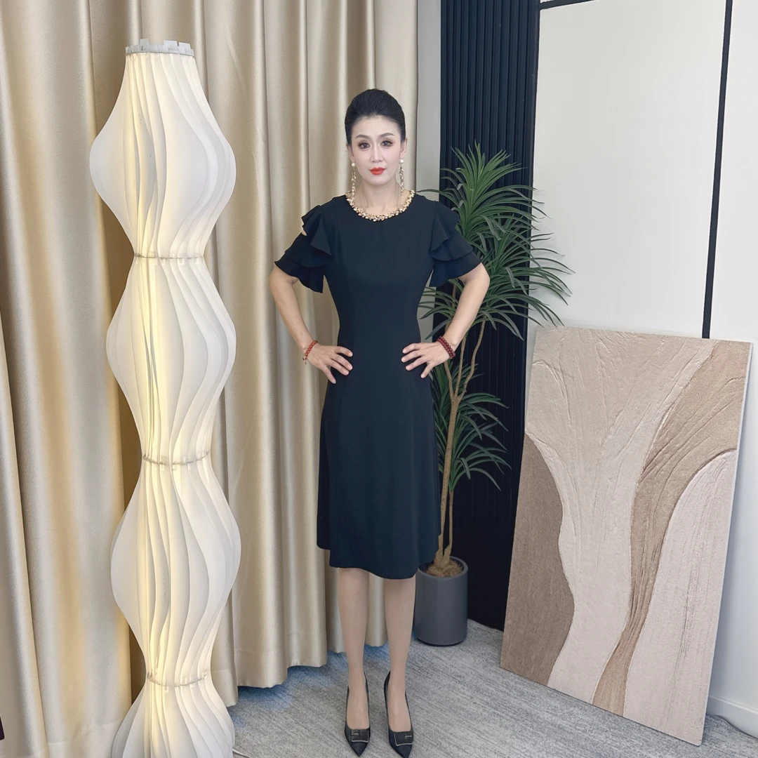 C869-1女装连衣裙显瘦气质轻奢时尚百搭复古收腰名媛显瘦气质轻奢