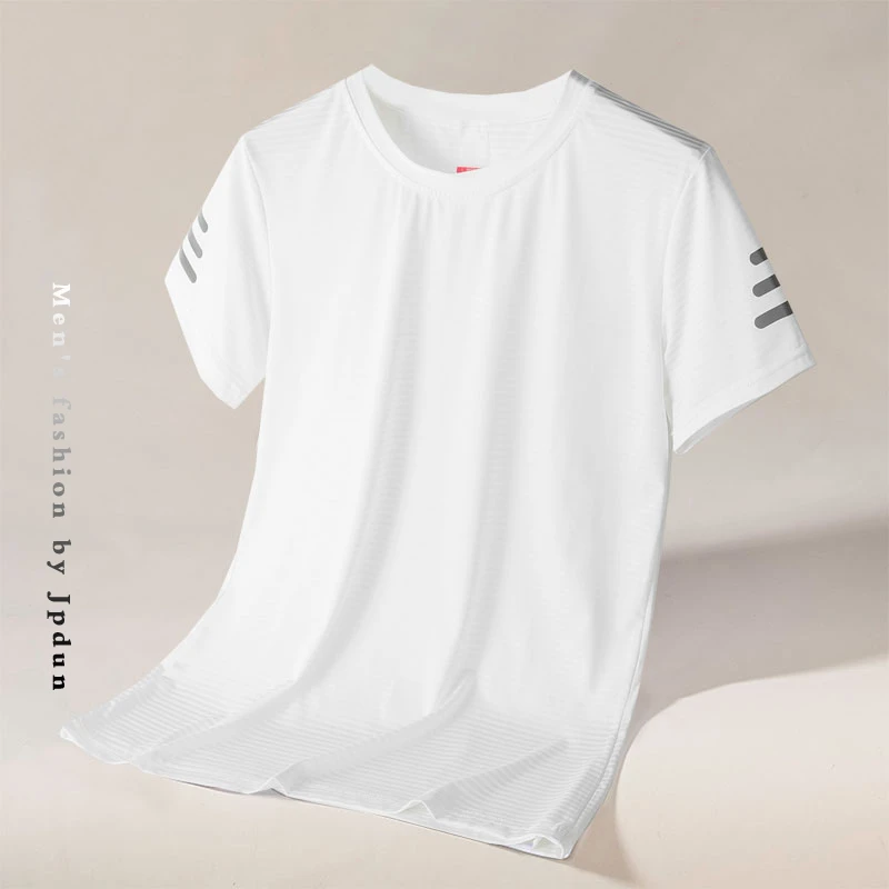 夏季薄款情侣款圆领短袖t恤纯色半袖透气速干冰丝弹力上衣