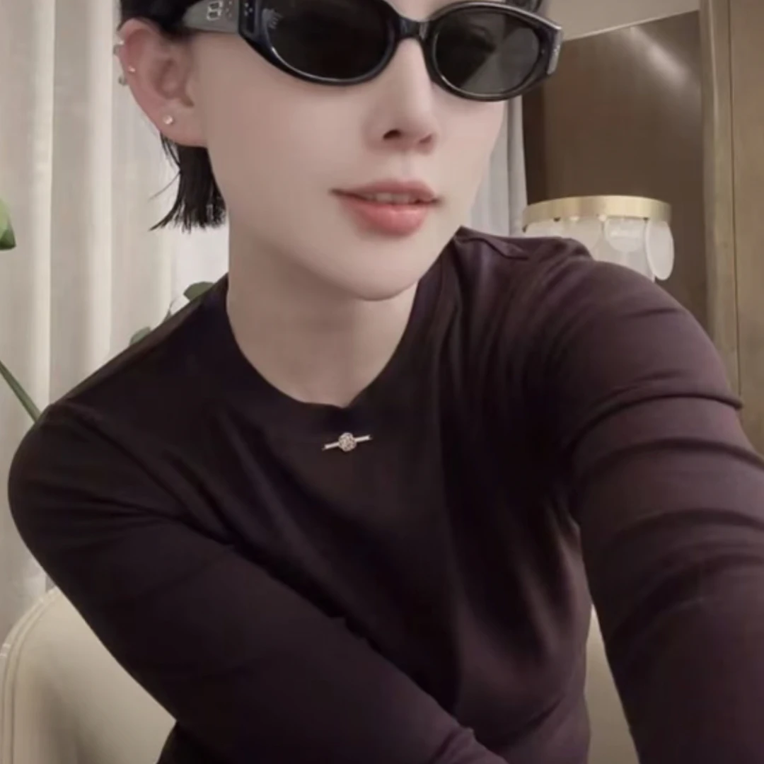 JING2025秋季新款25113女装圆领长袖T恤衫女士纯色百搭休闲上衣